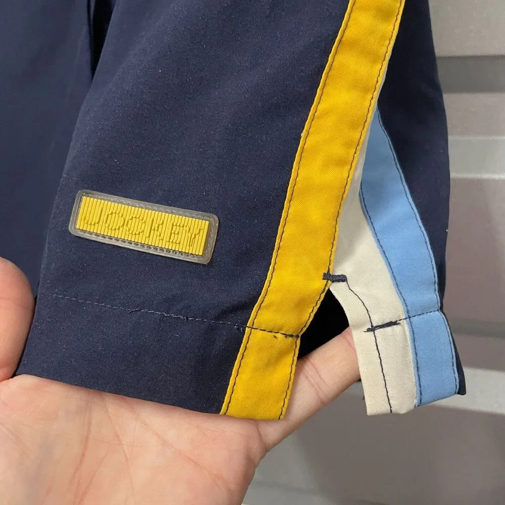 VTG Jockey Mens‎ Swim Trunks Shorts M Lined Tie Pockets Blue Yellow White